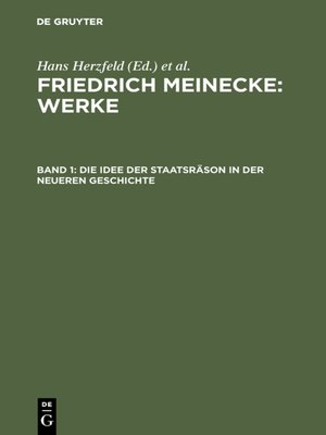 cover image of Die Idee der Staatsräson in der neueren Geschichte